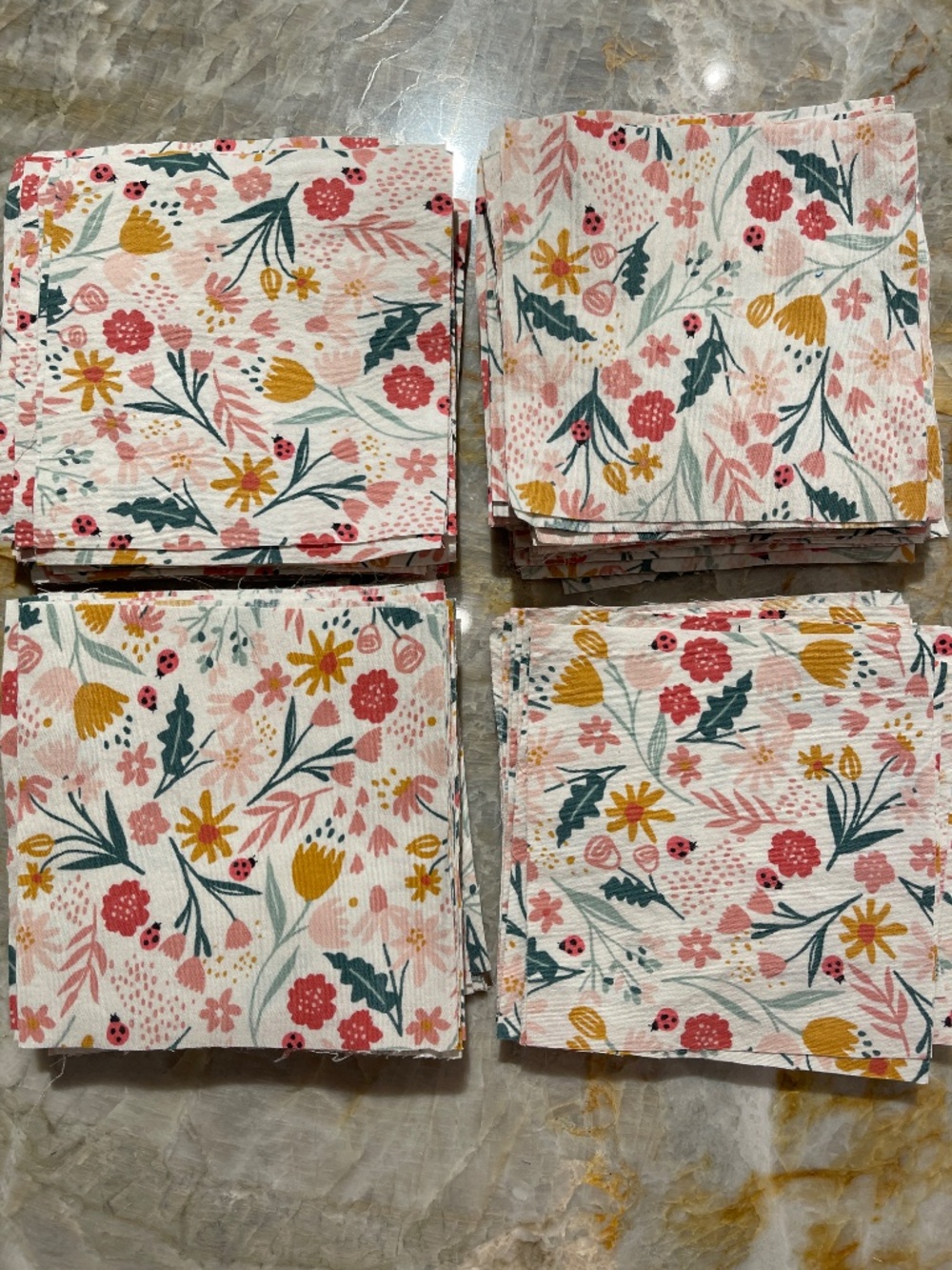 170 Precut 5" Quilt Squares Cream Botanical Floral Craft Fabric Lot